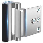 Home Security Door Reinforcement Lock - Safety Child Proof Door Locks for Inward Swinging Front Doors, Extra Add a Top Lock Inside Withstands 800 lbs Deadbolt Latch, Guard Bedroom (Silver)