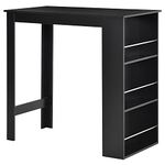 HOMCOM Modern Bar Table, Bar Height Dining Table with 3 Storage Shelves for Kitchen, Dining Room, Living Room, Black