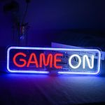 Game On Neon Sign, Gaming Neon Signs for Wall Decor, Game Neon Lights Signs, Game LED Light up Sign with USB Powered for Game Room,Competition Game,Game Zone