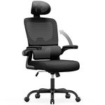 naspaluro Office Desk Chair, Ergonomic Office Chair Computer Chair with Back Support and Headrest, High Back Flip-up Armrests Mesh Chair, PC Chair-Black