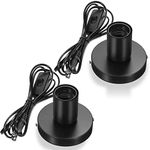 2 Pieces Polished Metal Desktop Lamp Base E26 E27 Screw Light Bulb Holder Base Sockets Base Night Light Bulb Base Lamp Replacement Base for Holding Bulb, 6 Feet Cord on Off Switch Plug(Black)