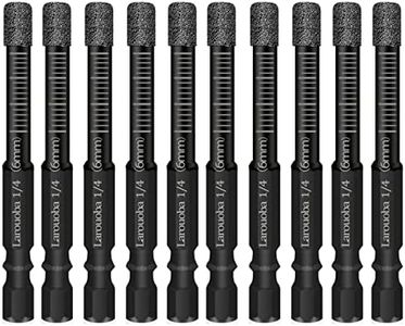 Larouoba 10Pcs 6mm Dry Diamond Drill Bits Set, 1/4 Black Diamond Core Drill Bits for Tile Ceramic Granite Marble Porcelain Stone Glass Hard Materials (not for Wood) Round Shank