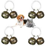 Leikedun 4 Set Loud Dog Cat Collar Bells Metal Pet Bells for Collars Pet Tracker Bells Pets Collar Charm Pendant Bells Vintage Small Bell for Pets Pendant Key Rings(Bronze color)