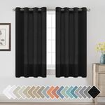 H.VERSAILTEX Linen Curtains Natural Blended Curtain Panels for Living Room/Light Reducing Linen Semi Sheer Curtains 54 inch Length 2 Panels Set Nickel Grommet Window Panels, 52" x 54", Black