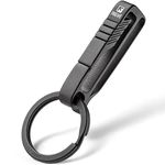 FEGVE Titanium Quick Release Keychain Clip, Belt Key Clip with Key Ring, Double Sided Design to Carry Keys, EDC Gear, Black, Medium