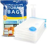 UKKQES Vacuum Storage Bags Space Saver (Jumbo 6-Pack) Save 80% Space - Vacuum Sealed Bags for Comforters, Blankets, Bedding, Clothing - Compression Seal for Closet Storage - Pump for Travel