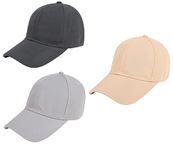 Zacharias Men's Polycotton Flexi Stretch Fit Closed Back Cap fcc-01 (Pack of 3) (Dark.Grey, Light.Grey & Beige) (Free Size)