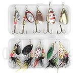 AvoDovA Fishing Lures Set, 10 Pcs Sequins Lure kit with Storage Box, Rotating Sequins Spinners Baits, Hand Crank Sequins Fishing Bait, Spinner Metal Sequins Multi Colored Fishing Accessories Fakes Baits for Freshwater Saltwater Fishing