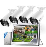 SANSCO 2K 10CH NVR Wireless CCTV Security Camera System with 12 inch HD Monitor, 4Pcs 3MP WiFi Surveillance Camera (Color Night Vision, Support Max. 10 Cams, 2-way Audio, 1TB Hard Drive)