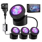 IMAGE Pond Lights Submersible Lights [Set of 4] with Timer IP68 Underwater Lights Aquarium Spot Light 48LED Landscape Lamp for Swimming Pool Fish Tank Fountain Pond Decoration