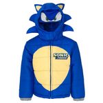 SEGA Sonic The Hedgehog Little Boys Zip Up Cosplay Puffer Jacket Blue 7-8