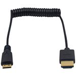 Duttek Mini HDMI to HDMI Coiled Cable 1FT-4FT, HDMI to Mini HDMI Cable, Ultra-Thin HDMI Male to Mini HDMI Male Coiled Cable Support 4K Ultra HD, 1080p, 3D,for Projector, Monitor, Camcorder(HDMI 2.0)