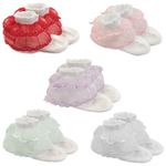 Wrapables Lil Miss Emily Double Layer Lace Ruffle Socks (Set of 5), Size 1-3