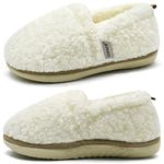 COFACE Womens Slippers Fuzzy Memory Foam Soft Plush Sherpa Fleece Lining Slippers For Women With Cozy Cushion Ladies Lightweight Warm Cloud Slippers Beige Size 9