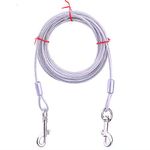 GOCART WITH G LOGO 15 ft Stainless Steel Pet Dog Tie Out Cable Dog Leash (Silver)