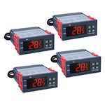 4Pcs STC-1000 110V-220V Digital LED Temperature Controller, Microcomputer Digital Display Temperature Controller Heating Cooling Thermostat 2 Relay Output with NTC 10K Thermistor Sensors Probe