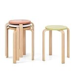 Giantex Bentwood Stackable Stools Set of 4, 18" Round Stacking Backless Stools, School Chairs, Flexible Seating for Classroom Elementary, Students, Adults, Kitchen, Dining Room