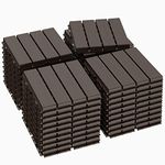Goovilla Plastic Interlocking Deck Tiles, 36 Pack Patio Deck Tiles, 12"x12" Waterproof Outdoor Flooring All Weather Use, Patio Floor Decking Tiles for Porch Poolside Balcony Backyard, Dark Coffee