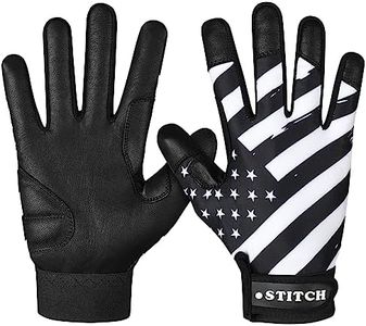 Dot Stitch Batting Gloves (Black Waving Flag, Adult Small)