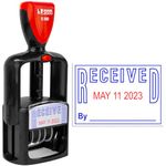 Mark 2000 Self-Inking Rubber Date Office Stamp with Received Phrase - Blue Ink & Date Red Ink - 12-Year Band