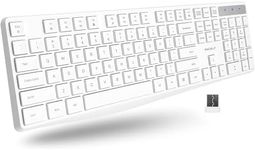 Macally Wireless Keyboard, 2.4G Wireless White Keyboard - Ergonomic Full Size Computer Keyboard with Numeric Keypad for Laptop, Desktop, Surface, Chromebook, Notebook