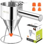 Babcarriery Pancake Batter Dispenser 40 OZ - Funnel Cake Dispenser With Stand, Stainless Steel, Leak-Proof Nozzle & Squeeze Handle, Precise Control, for Pancakes, Waffles, Cupcakes & Baked Goods