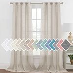 Linen Curtains Sliding Door Semi Sheer Curtain Panels, American Country Style Linen Curtain Drapes for Patio Door/French Door/Living Room, Privacy Protection (52" W x 95" L, Linen, 1 Pair)