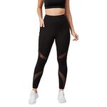 BLINKIN Stretchable Gym Pants for Women & Tights for Women Workout with Mesh Insert & Side Pockets (2670,Color_Black,Size_5XL)