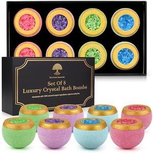 Set of 8 Luxury Bath Bombs 100% Natural Organic Vegan Home Spa Pamper Birthday Gift Christmas Presents Essential Oil Scented Bath Fizzer