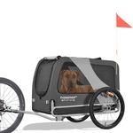 DOGGYHUT® Premium XL Pet Bike Trailer for Large Dog or Multiple Small Dogs, Up to 100 lbs,Dog Bicycle Carrier,Low Center of Gravity,Easy Folding Frame Cart (Gray)