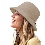 Waterproof Bucket Hat for Women Men Rain Hat Wide Brim Packable Sun Hat UV Protection Summer Beach Fishing Hiking Safari Hat, Khaki, One Size