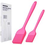 Alljewelrysupplies Silicone Basting Brush Set of Two Heat Resistant Long Handle Pastry Brush for Grilling, Baking, BBQ and Cooking (Pink)