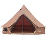 DANCHEL OUTDOOR B5 PROII Canvas Bell Tent with Sealed Jack for Glamping, 4 Season Waterproof 100% Cotton Canvas Yurt Tent House for Living 4 Person Winter Camping 13ft/4M Brown