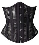 Camellias Women's Mesh Waist Trainer, 26 Double Steel Boned Heavy Duty Waist Training Shaper Cincher, UK-DT1996-Black-2XL