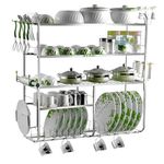 AVAIL Wall Mount Kitchen Utensils Dish Rack | Stainless Steel Kitchen Rack Shelf | Cutlery Kitchen Rack | Pack of 1 | Kitchen Organizer - (30X31 Inch), 70 x 25 x 10 Centimeters