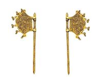 Garden Of Arts Big Size Handheld Fan for Pooja ghar with Ghunghroo Attached of Brass Quality Antique Gold Colour. 8 Inches Long and 3.5 Inches Wide in Pair of 2 for Vintage Feel