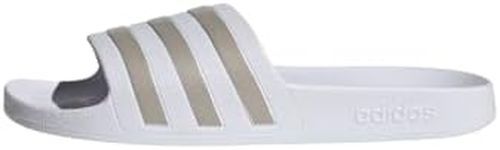 adidas Unisex Adilette Aqua slide sandal, White Metalic, 4.5 US