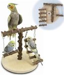 Vokowin Bird Playground Simple Stand Bridge Swing Climbing Wooden Training Ladder Toy For Bird Funfair Bird Perch Stand For Cage Play Stand Exercise Toys Cage Accessories Playgym (K383-1)