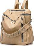 Comfabie Leather Backpacks for women | College Bags | Office | Work | Travel | Casual Daypacks | Regular Use | Birthday Gifts for Girls | Handbag Shoulder Purse Bags for Women & Girls (Cream)