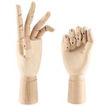 JOIKIT 2 Pack 12 Inches Wood Art Mannequin Hand, Left and Right Wooden Manikin Hand, Wooden Artist Hand Model with Flexible Moveable Fingers for Drawing, Sketching, Painting