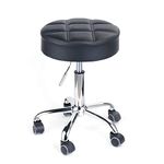 Leader Accessories Swivel beauty Stool Round Rolling Stools Adjustable Work Stool with 5 Wheels (Black/seat cushion Φ14)