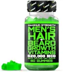 BBS Beard Growth & Hair Growth Vitamins for Men - Maximum Strength 620000mcg Biotin - Collagen - MSM - Keratin - Bamboo Extract - Multivitamin Gummies (Made by Best Beard Stuff USA)