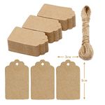 Box.it.pack.it Kraft Paper Gift Tags, Brown, Scallop 5x3 cm, 100 Pack with String