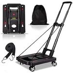 Jogtlyer Folding Hand Truck Lightweight,Foldable Dolly with 4 Rotate Wheels,110 lbs Heavy Duty Hand cart for Luggage,Dolly for Moving Travel Shopping Airport Office Use