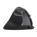 DELUX Left Handed Vertical Mouse, Reduce Hands Strain Rechargeable Silent BT Wireless Ergonomic Mouse with USB Receiver and BT 4.0, 6 Buttons and 4 Gear DPI for Carpal Tunnel(M618ZD-Iron Grey)