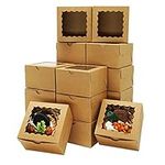 XINHPKGG 50pcs Cookie Boxes 4x4x2.5 Inches: Bakery Boxes with Window, Treat Boxes, Strawberry Boxes, Pastry Dessert Boxes for Chocolates Strawberries, Cupcakes- Kraft Paper