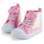 Cheerful Mario 2-6 Years Toddler Girls Fashion Trainers Girls High Tops Sneakers Canvas Shoes Sparkly Sequin Pink 8 UK Child