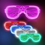 Kovim Neon Glasses - Led Light up Shutter Glasses Flashing Sunglasses for Kids Adults Rave Happy New Years Eve Party Christmas Glow Glasses (5 Pack)