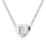 AFSTALR Heart Letter Initial Necklace for Women Silver Personalized Girls Tiny Initial Alphabet Love Choker Necklace (E)