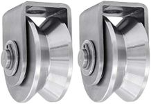 Penkwiio 2Pack Pulley Block V Heavy Duty Single Wheel Pulley Block Duplex Bearing 304 Stainless Steel Grooved Wheel Smooth Loading 880lb/400 Kg for Material Handling and Moving Gym